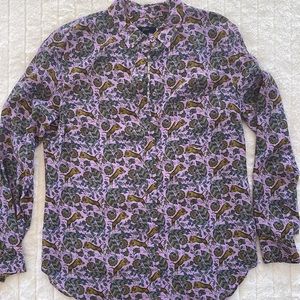 J Crew Lavender Tiger Print Silk Blouse